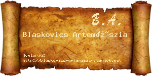Blaskovics Artemíszia névjegykártya